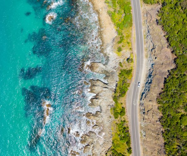 Aeriel view of the Great Ocean Road